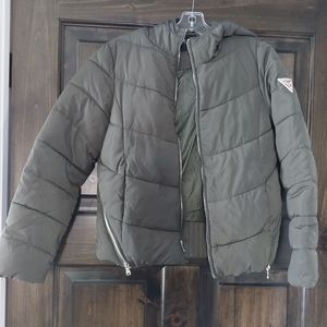 Women's guess green puffer coat